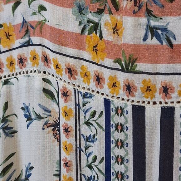 Lucky Brand Shirt Women's Medium Bohemian Floral Ruffle Cottagecore Lightweight - Picture 5 of 9